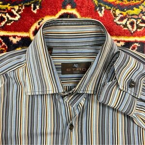 Etro Milano (40 / 16 / Medium) Multicolor Stripe Shirt